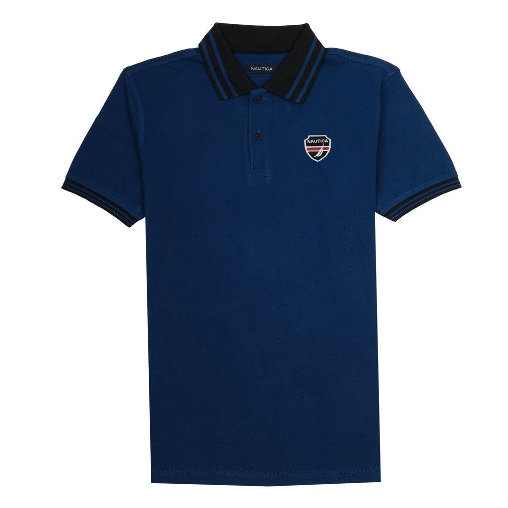 NAUTICA Oceanic Blue Striped Classic Fit Polo Shirt