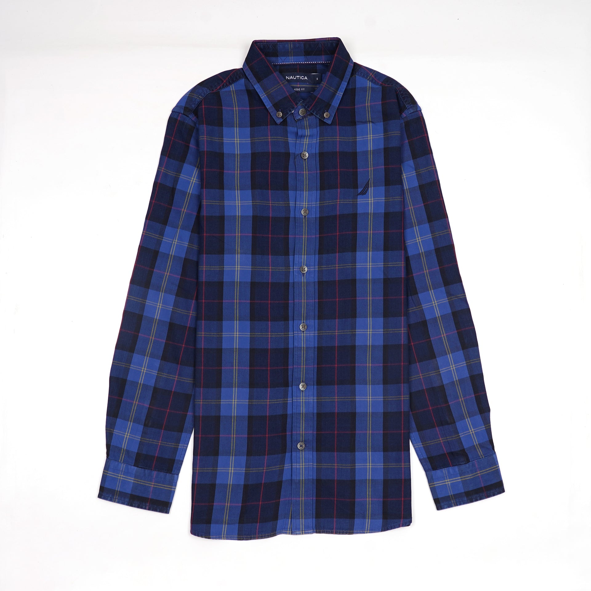 NAUTICA Oceanic Teal Tailored Fit Long Sleeve Flannel Shirt