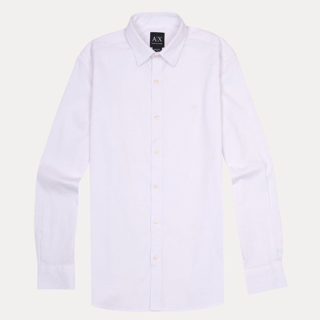 ARMANI EXCHANGE Luminous Pearl Tailored Fit Long Sleeve Button-Up Shirt