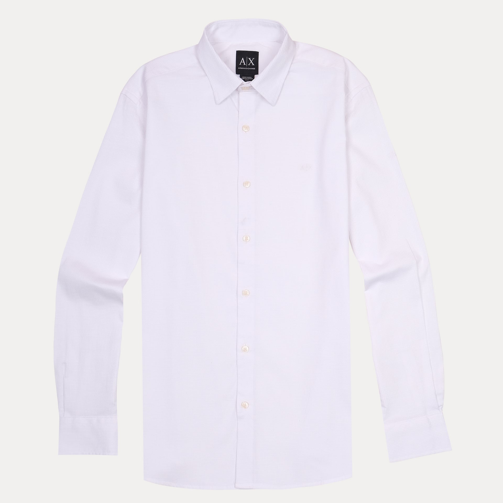 ARMANI EXCHANGE Luminous Pearl Tailored Fit Long Sleeve Button-Up Shirt