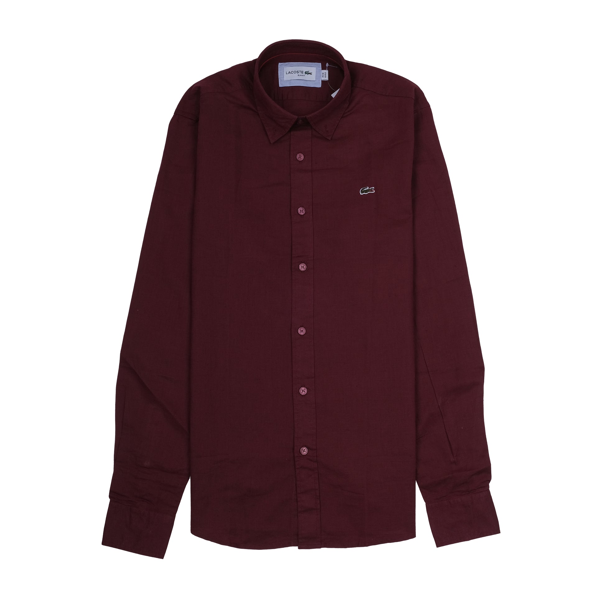 LACOSTE Mystic Garnet Classic Fit Long Sleeve Button-Up Shirt