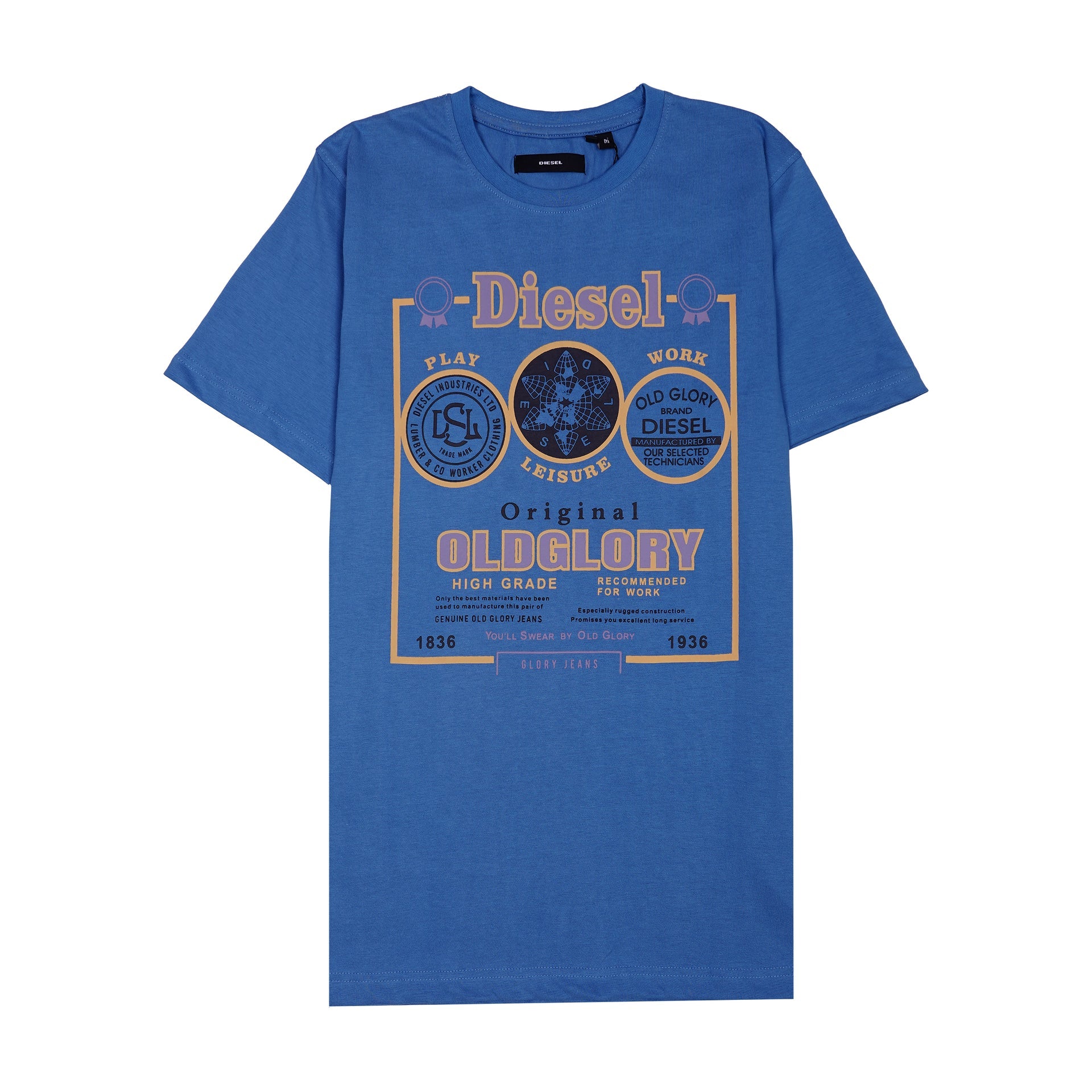 DIESEL Luminous Sapphire Relaxed Fit Short Sleeve Graphic Tee