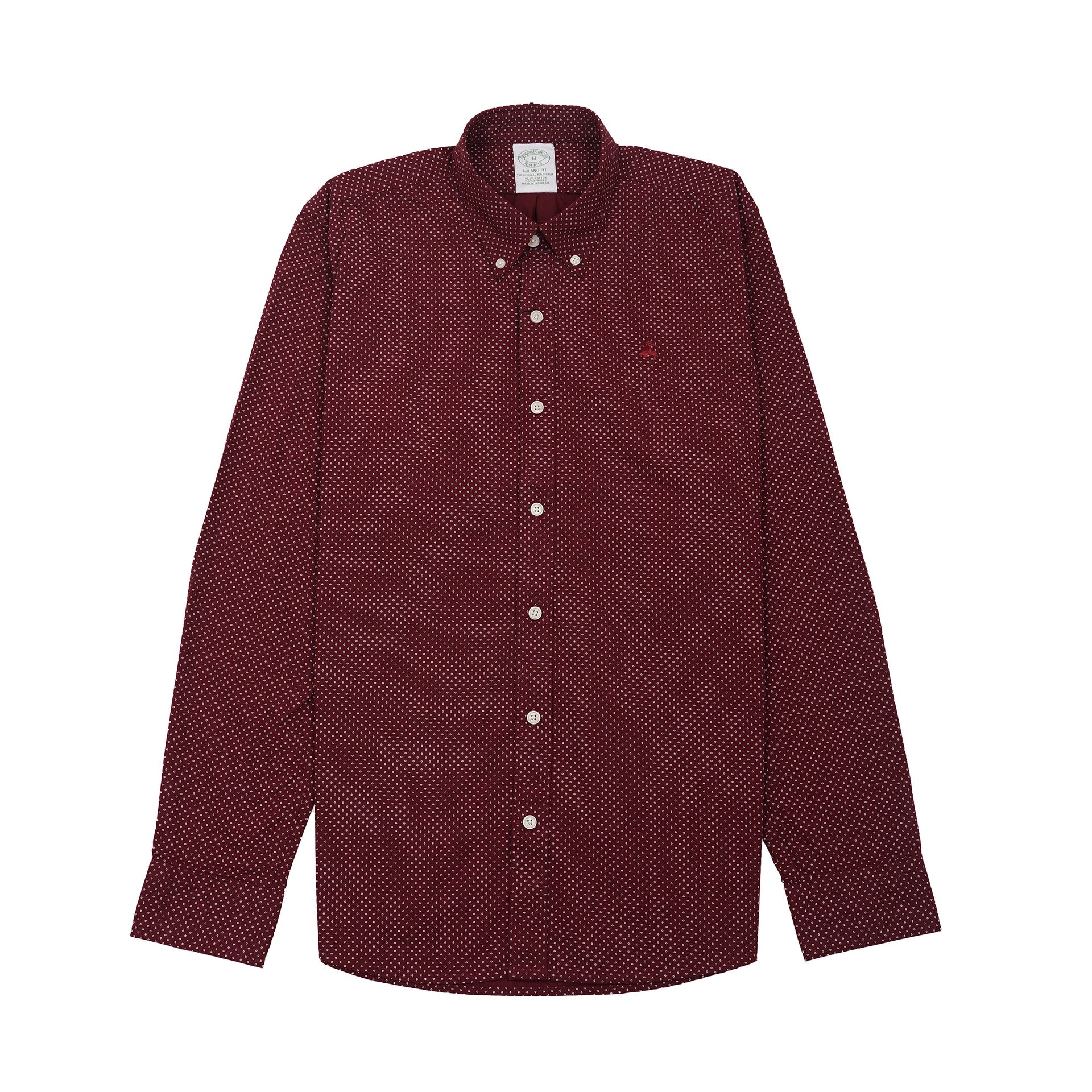 BROOKS BROTHERS Opulent Merlot Tailored Fit Long Sleeve Button-Up Shirt