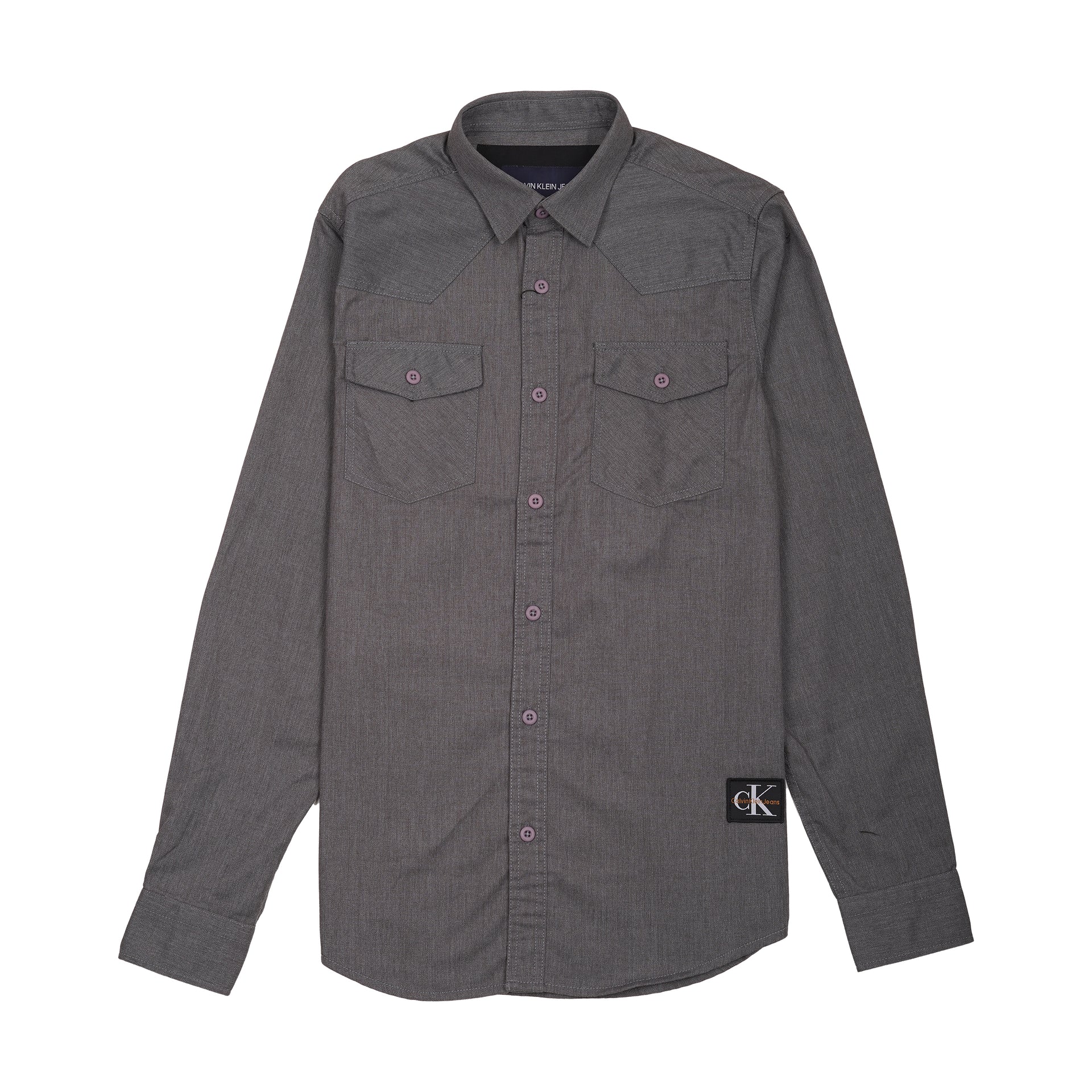 CALVIN KLEIN JEANS Ethereal Charcoal Modern Fit Long Sleeve Chambray Shirt