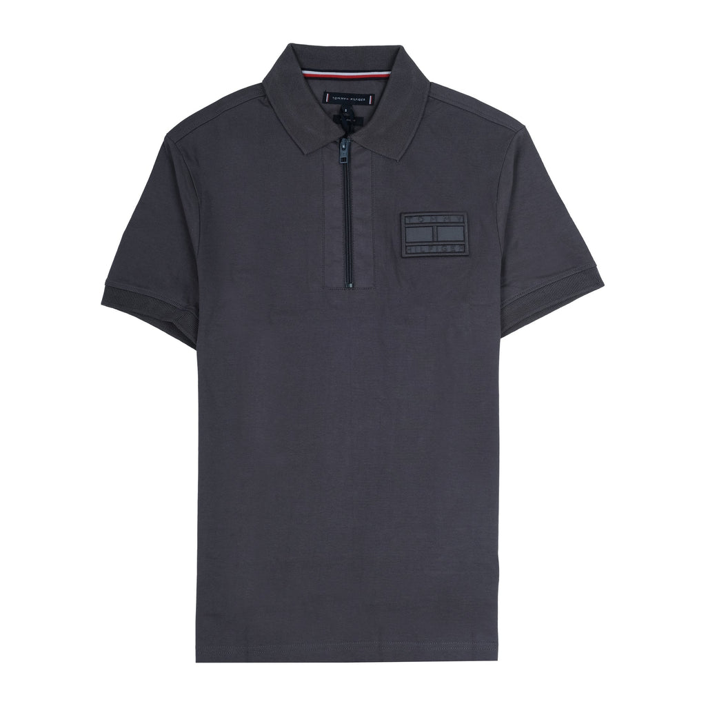 TOMMY HILFIGER Urban Charcoal Slate Organic Cotton Zip Polo