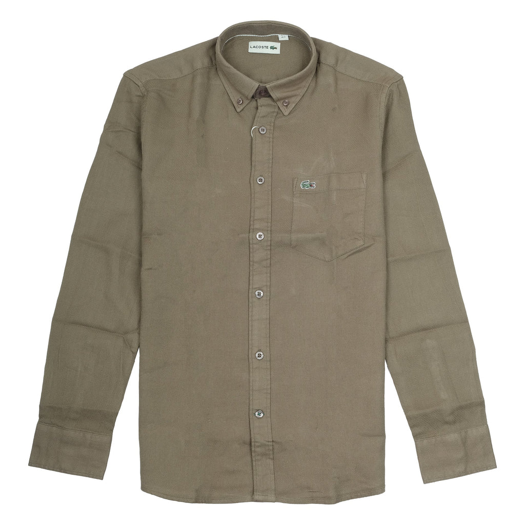 LACOSTE Mossy Olive Classic Fit Button-Up Shirt
