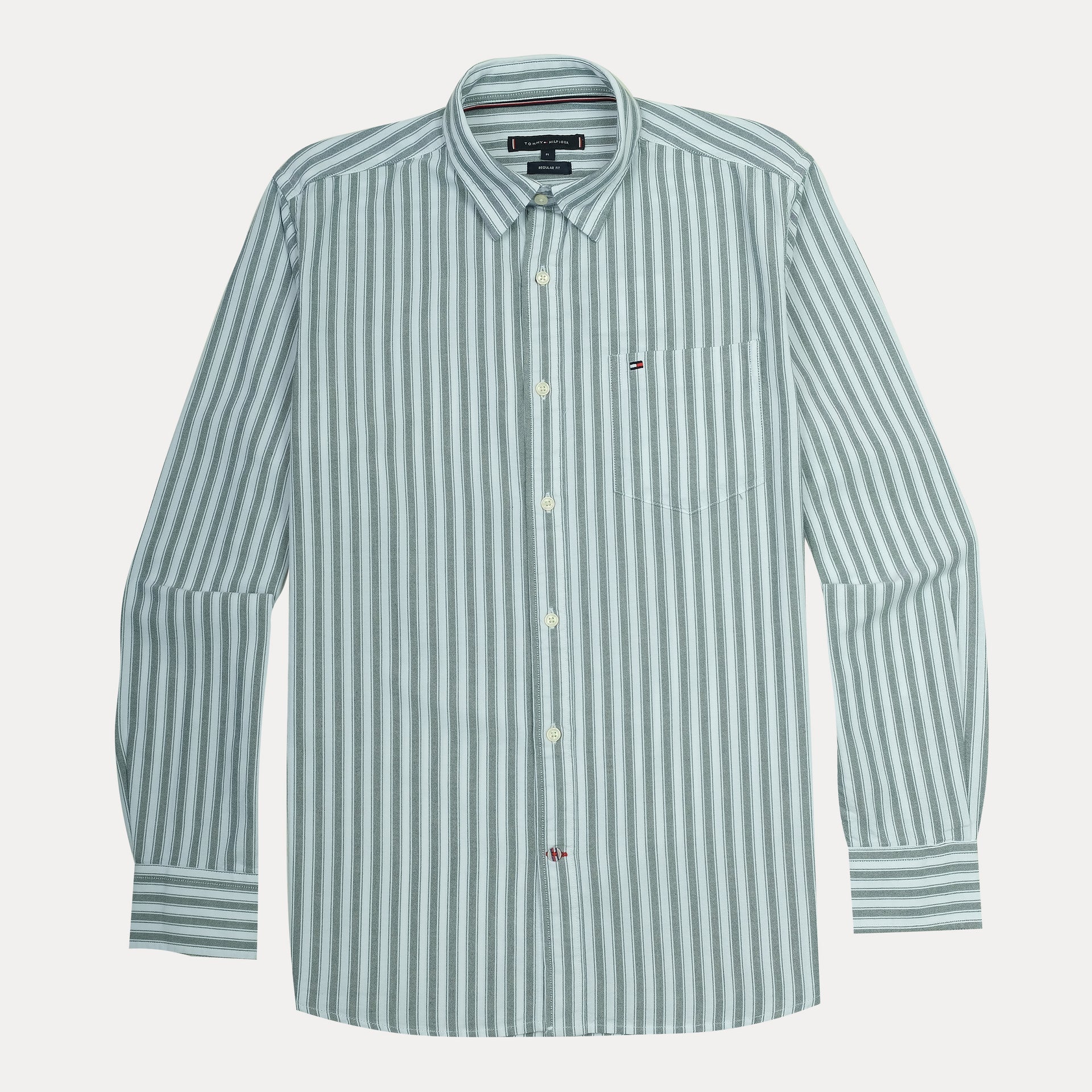 TOMMY HILFIGER Serene Teal Tailored Fit Long Sleeve Button-Up Shirt