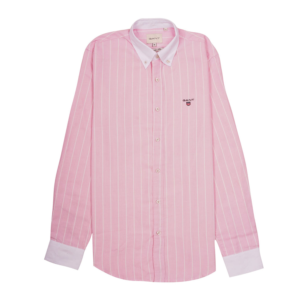 GANT Blush Petal Tailored Fit Long Sleeve Striped Shirt