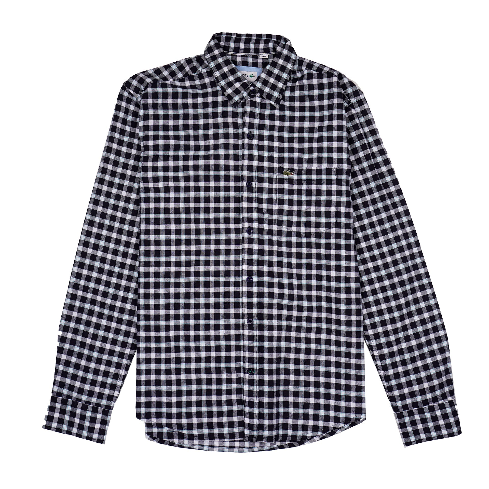 LACOSTE Lucent Sable Umber Tailored Fit Long Sleeve Check Shirt