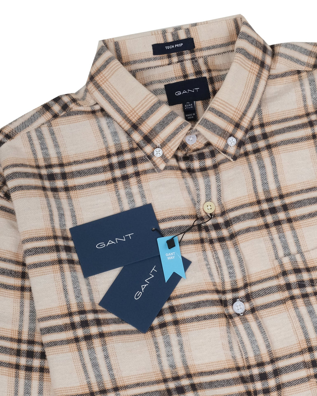 GANT Desert Sand Plaid Slim Fit Long Sleeve Button-Down Shirt