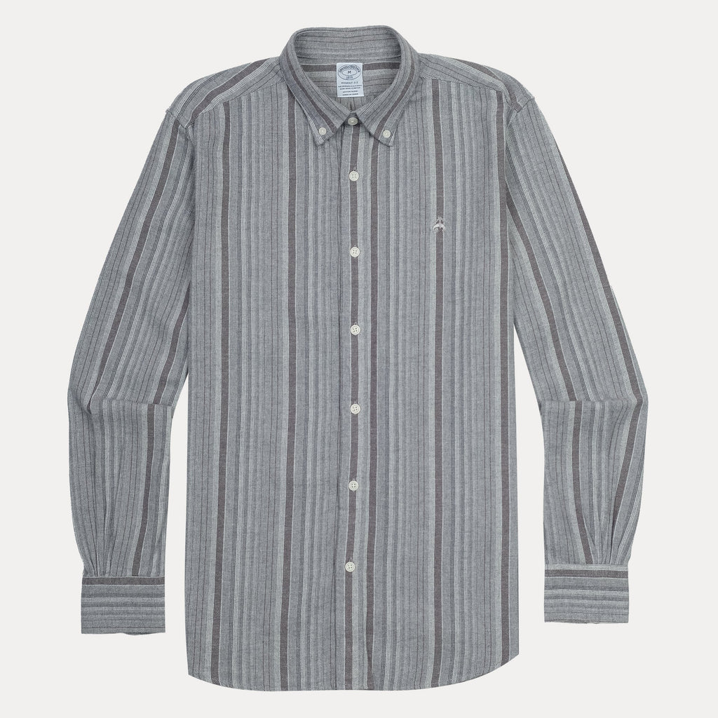 BROOKS BROTHERS Ethereal Ash Tailored Fit Long Sleeve Button-Down Shirt