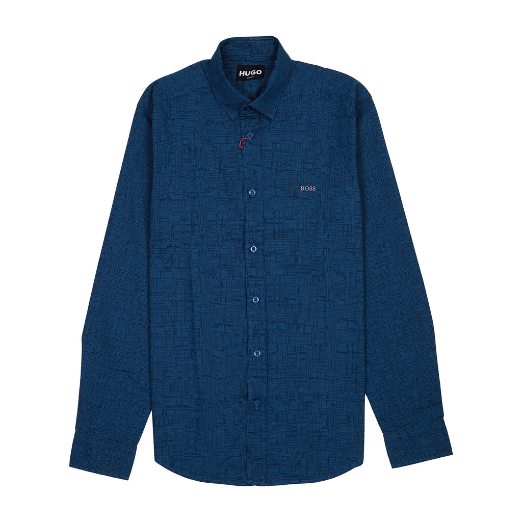 HUGO Oceanic Teal Tailored Fit Long Sleeve Shirt