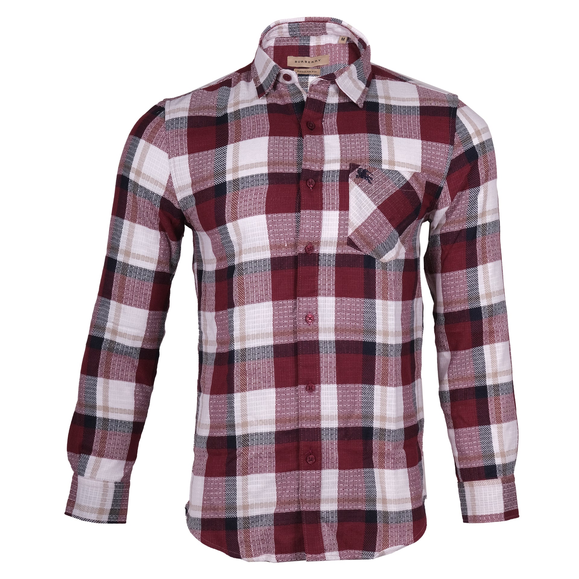 BURBERRY Garnet Plaid Slim Fit Long Sleeve Shirt