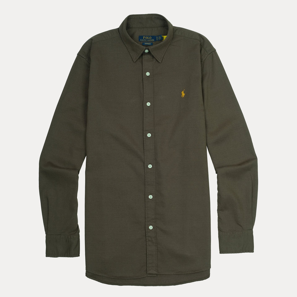 POLO RALPH LAUREN Custom Fit Long Sleeve Shirt in Dark Olive