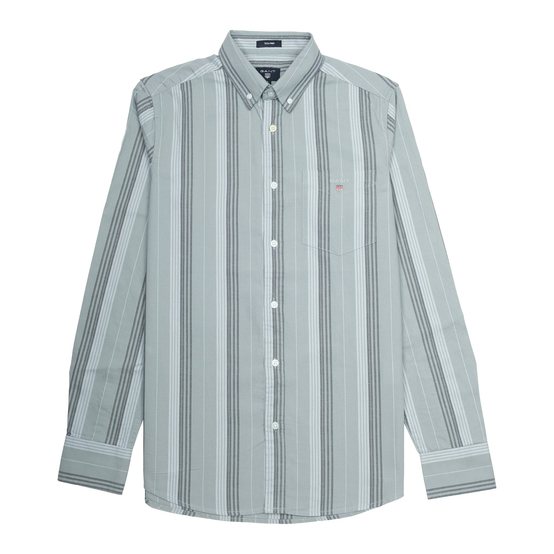 GANT Silver Mist Slim Fit Long Sleeve Striped Shirt
