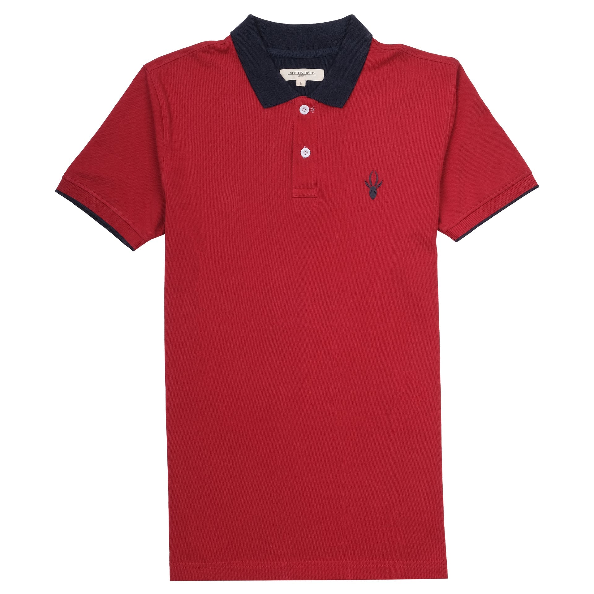 AUSTIN REED Ember Red Slim Fit Contrast Polo Shirt