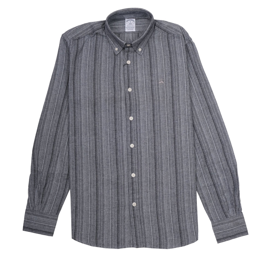 BROOKS BROTHERS Midnight Slate Regent Fit Long Sleeve Stripe Oxford Shirt
