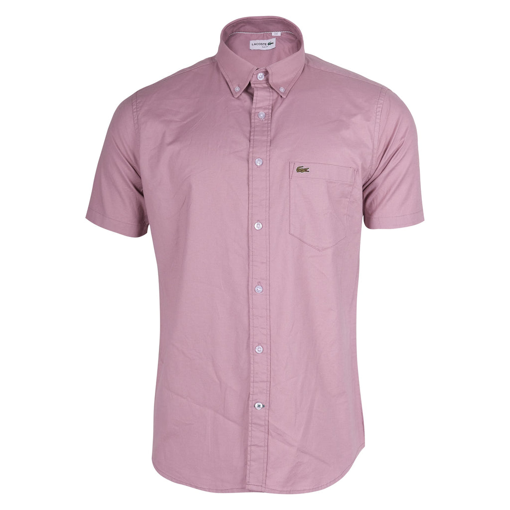 LACOSTE Blush Petal Classic Fit Short Sleeve Button-Up Shirt