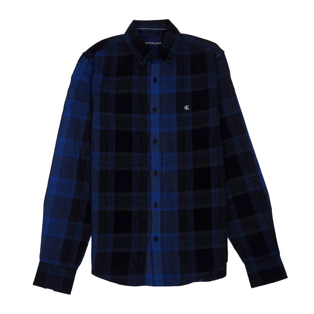 CALVIN KLEIN Enchanted Azure Tailored Fit Long Sleeve Flannel Shirt