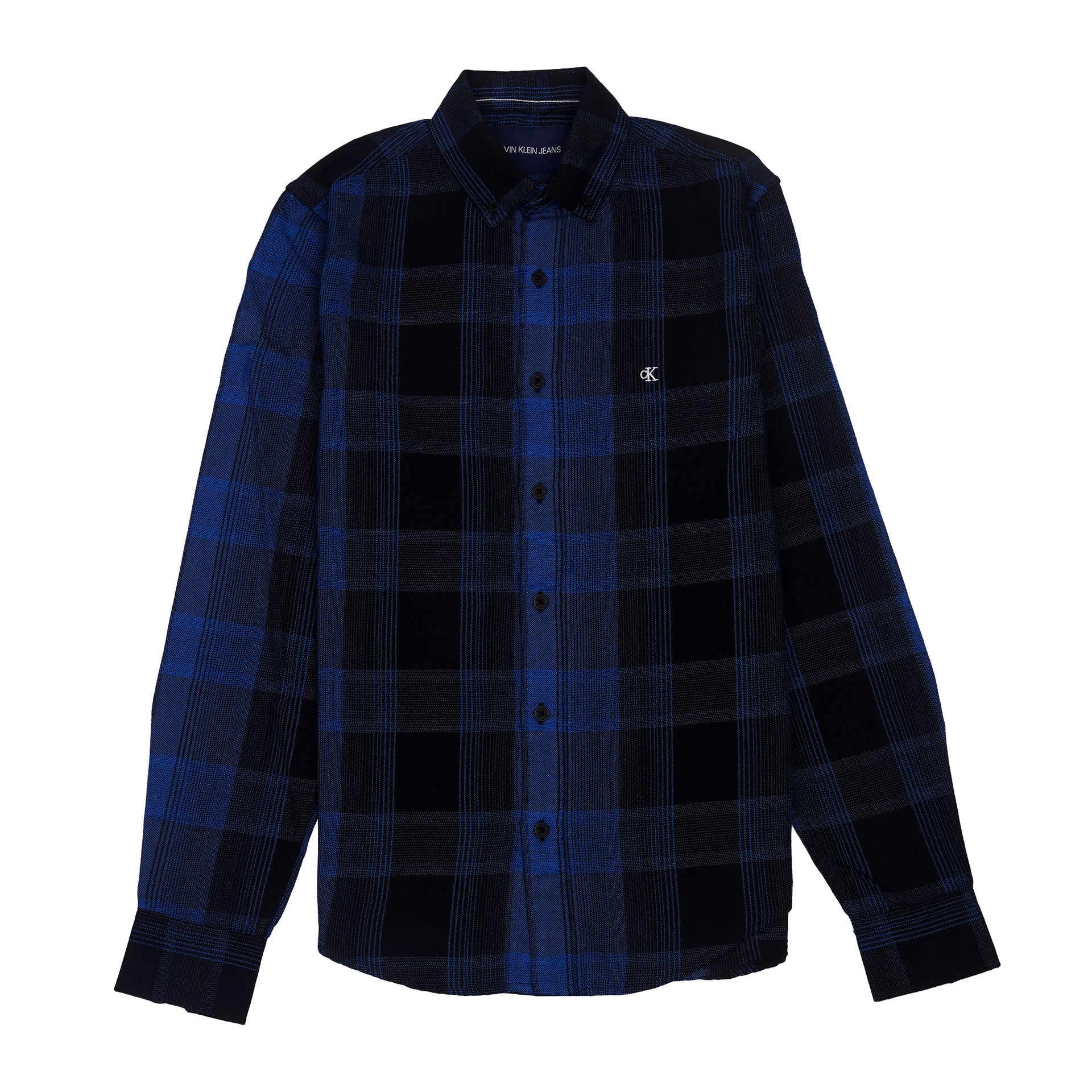 CALVIN KLEIN Enchanted Azure Tailored Fit Long Sleeve Flannel Shirt
