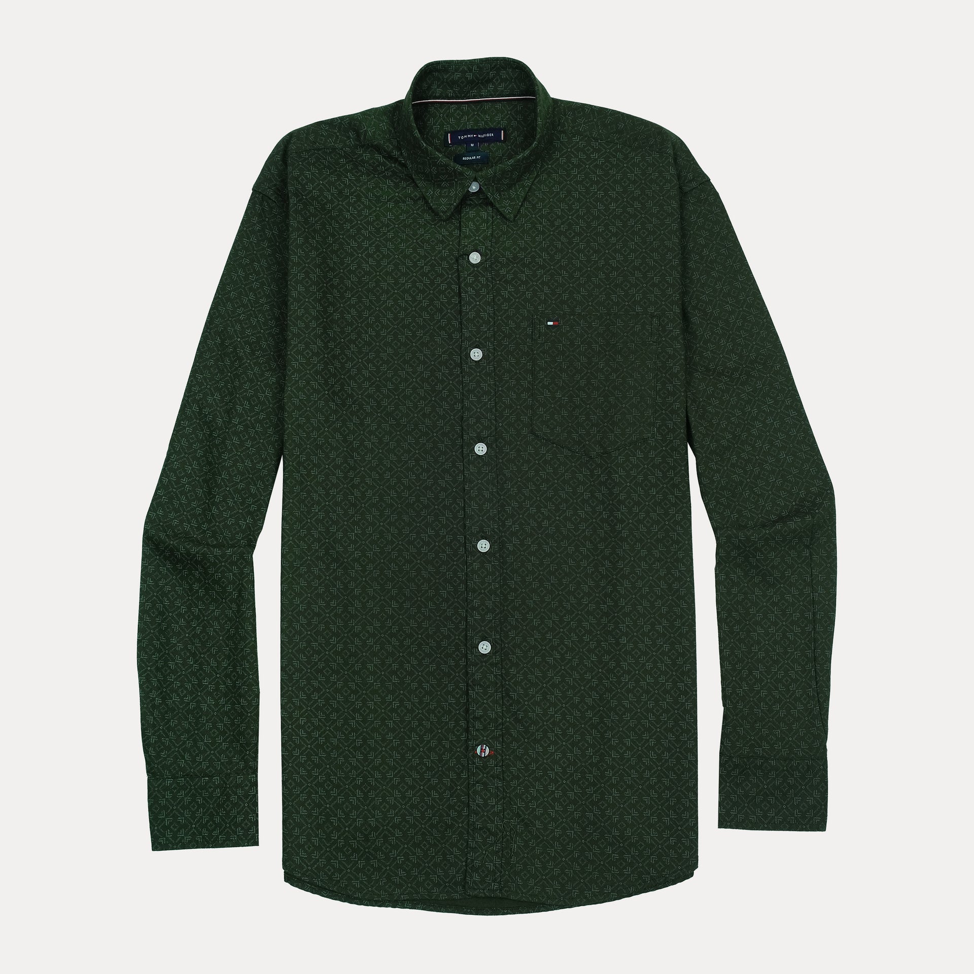 TOMMY HILFIGER Emerald Shadow Regular Fit Long Sleeve Textured Button-Up Shirt