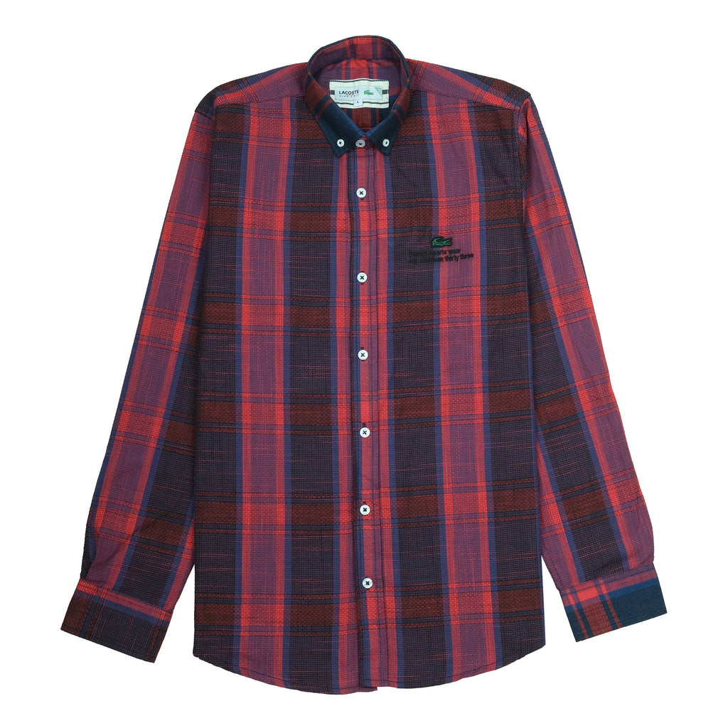 LACOSTE Crimson Twilight Slim Fit Long Sleeve Button-Up Shirt