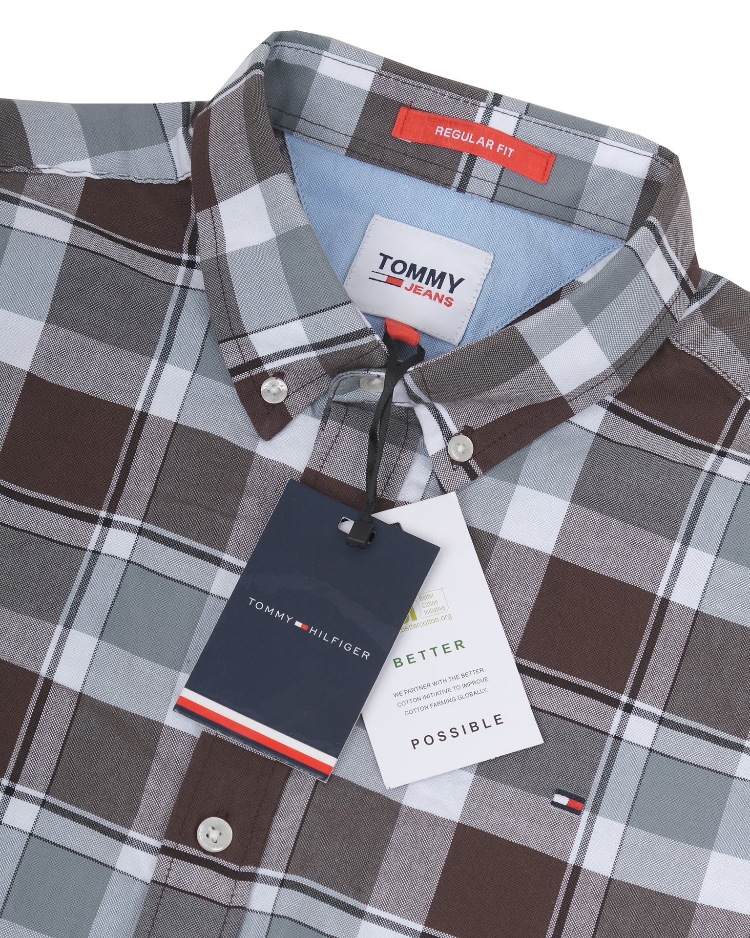 TOMMY HILFIGER Urban Slate Plaid Classic Fit Long Sleeve Button-Down Shirt