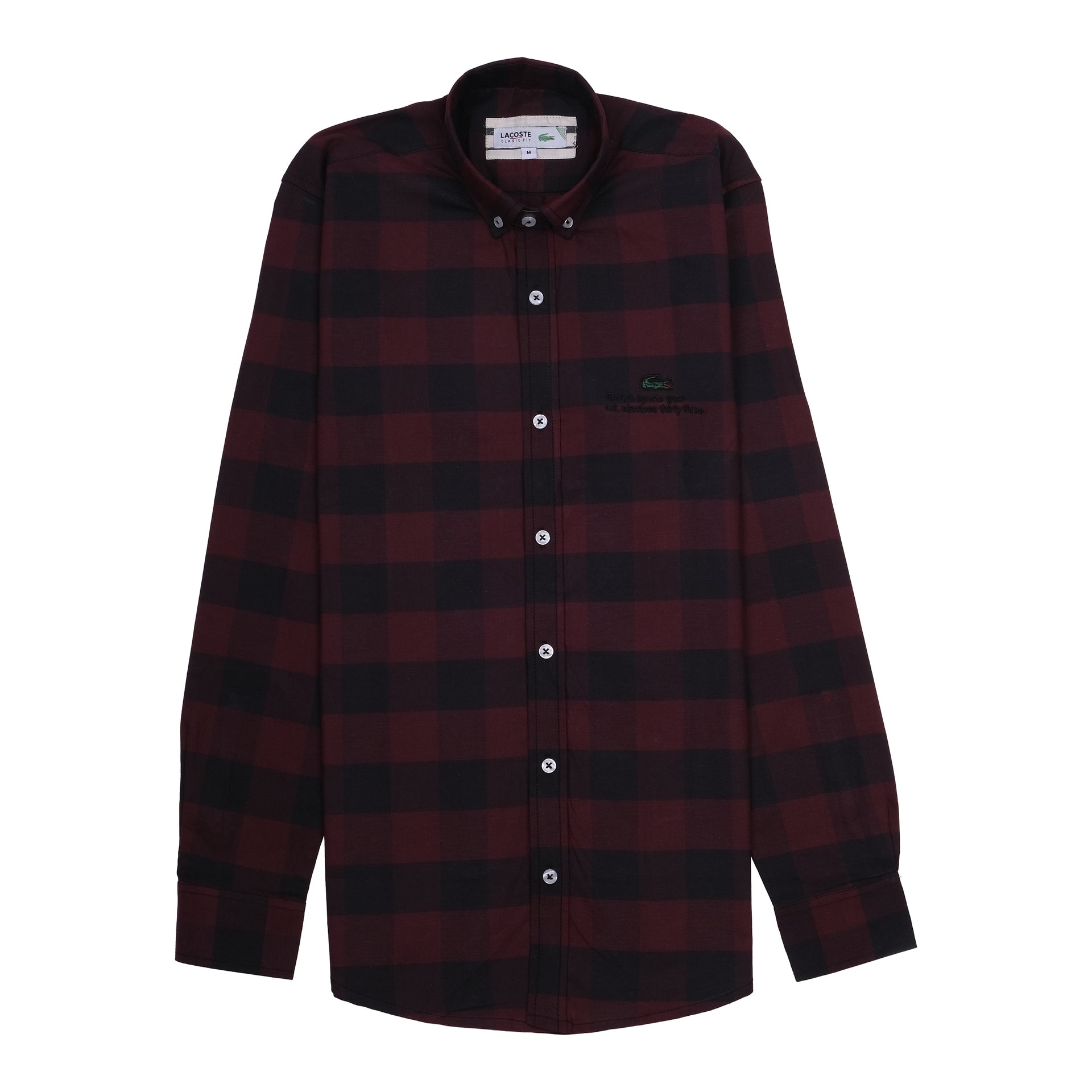 LACOSTE Crimson Noir Classic Fit Flannel Button-Up Shirt