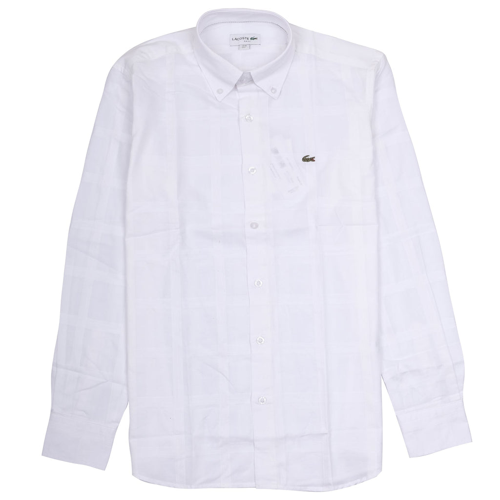 LACOSTE Frosted Pearl Classic Fit Textured Button-Up Shirt