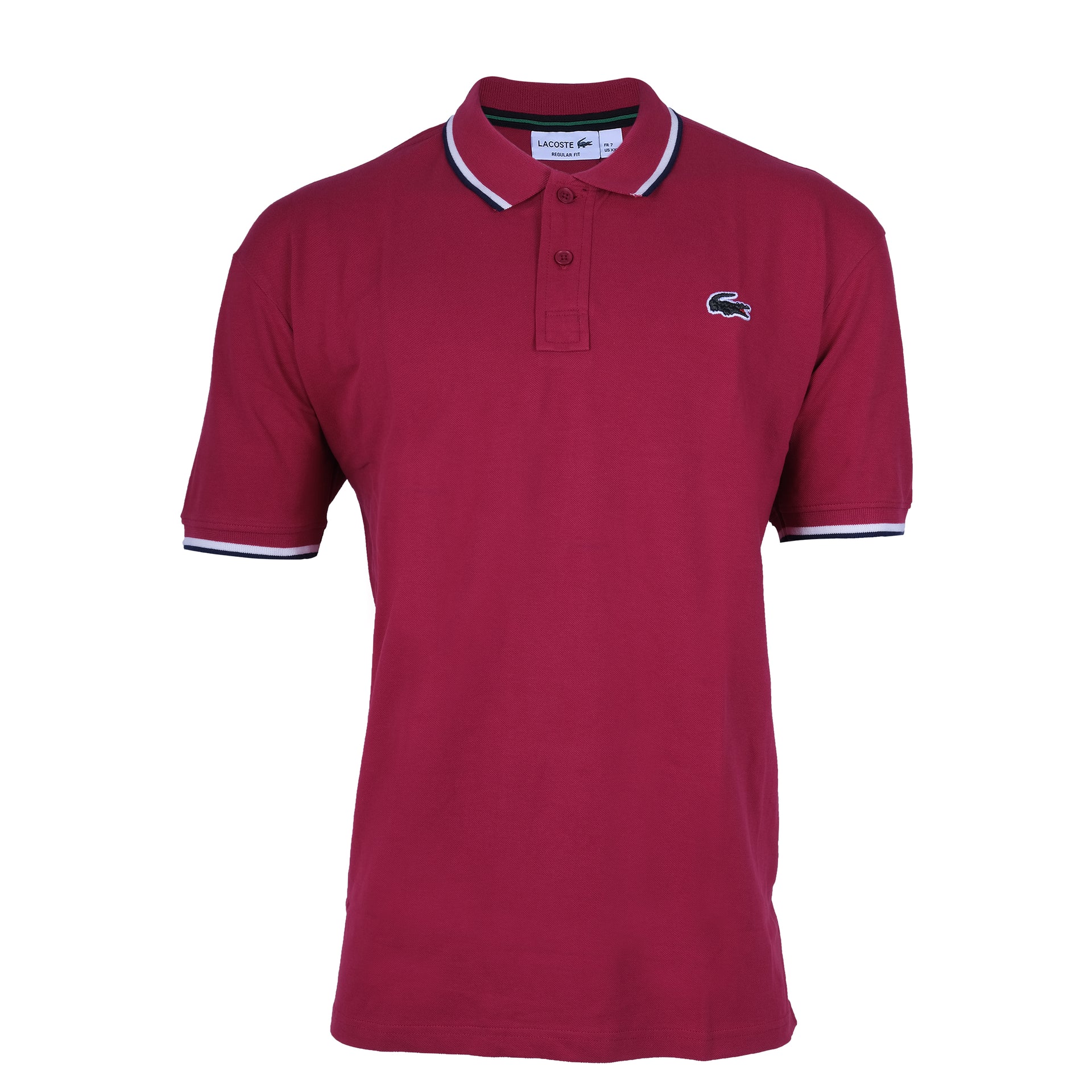 LACOSTE Crimson Wine Classic Fit Polo Shirt with Contrast Trim