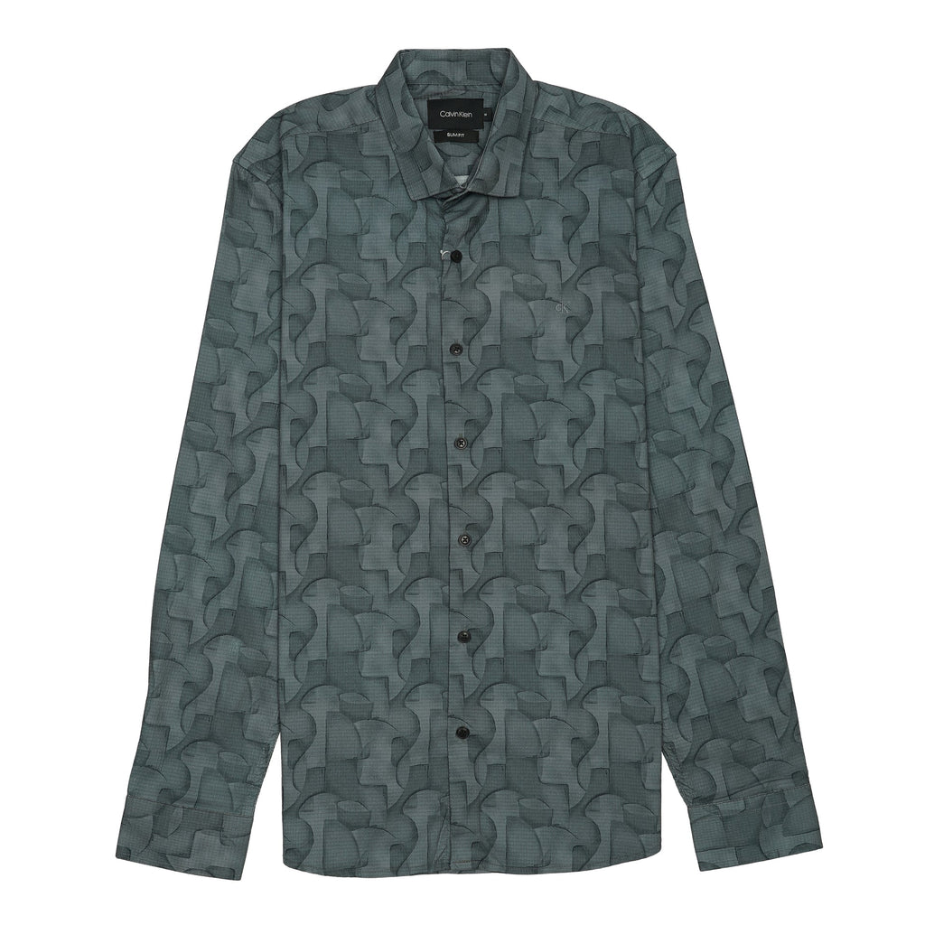 CALVIN KLEIN Lucent Teal Tailored Fit Long Sleeve Shirt