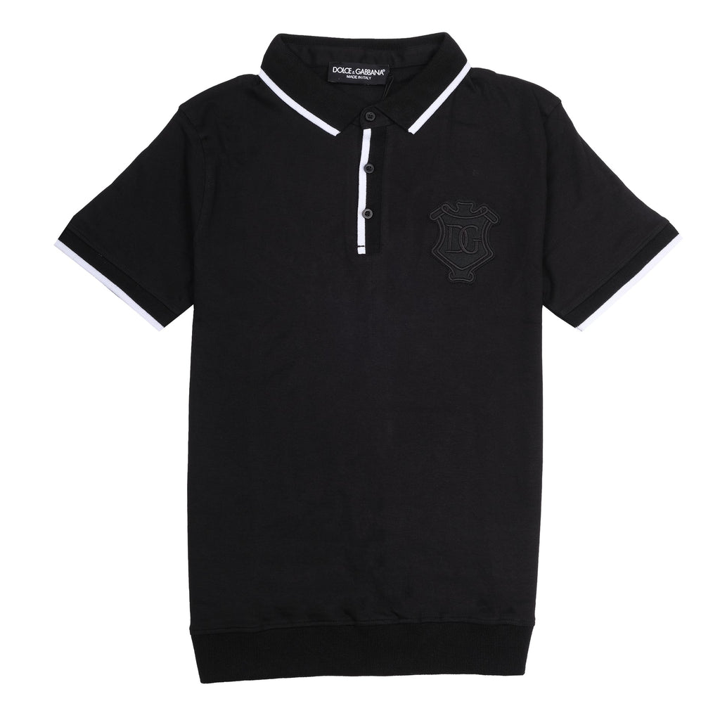 DOLCE&GABBANA Midnight Noir Classic Fit Polo Shirt with Contrast Trim