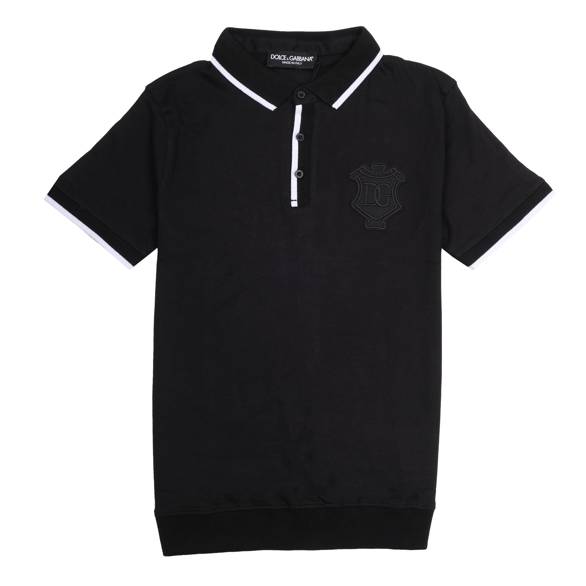 DOLCE&GABBANA Midnight Noir Classic Fit Polo Shirt with Contrast Trim