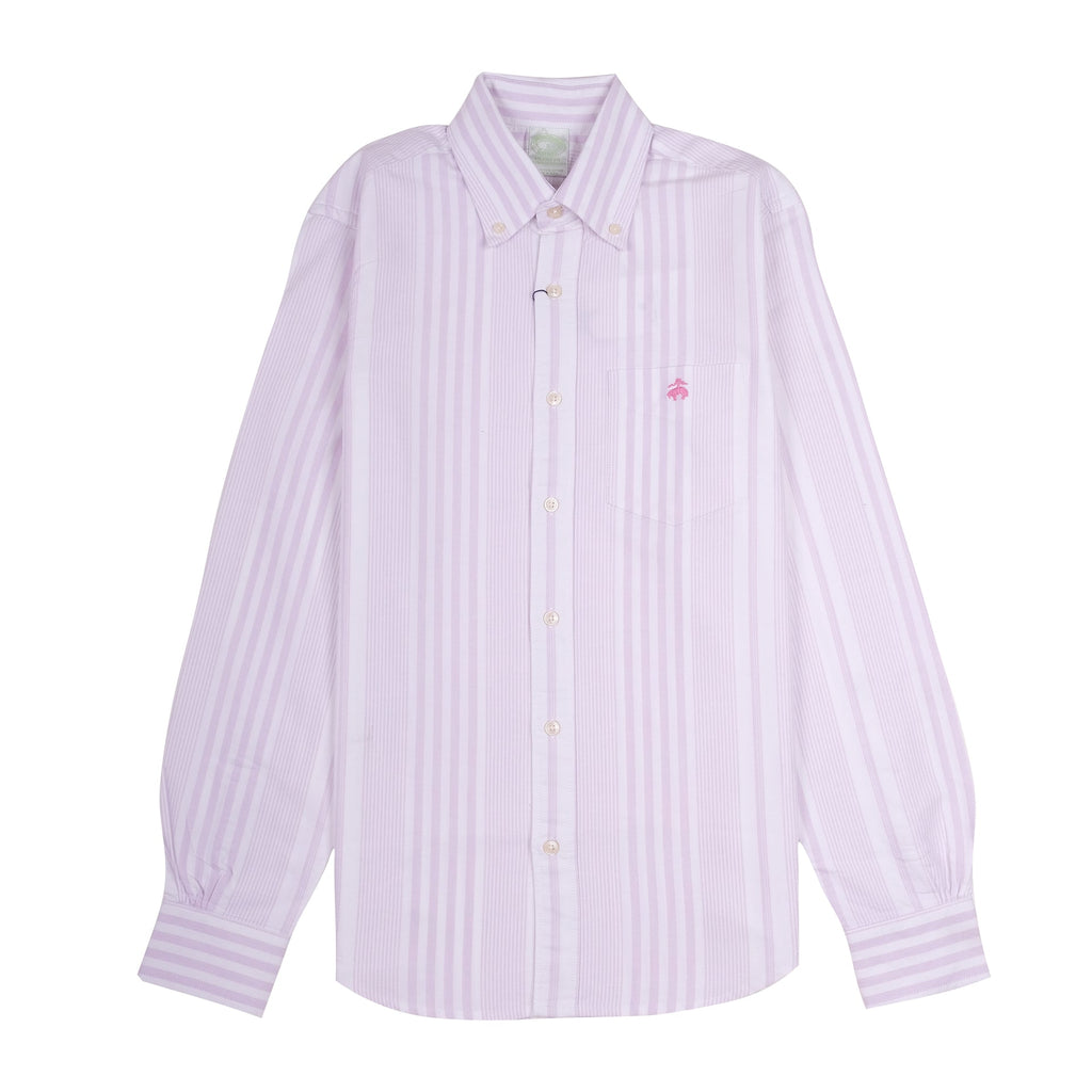 BROOKS BROTHERS Soft Lavender Classic Fit Striped Button-Down Shirt