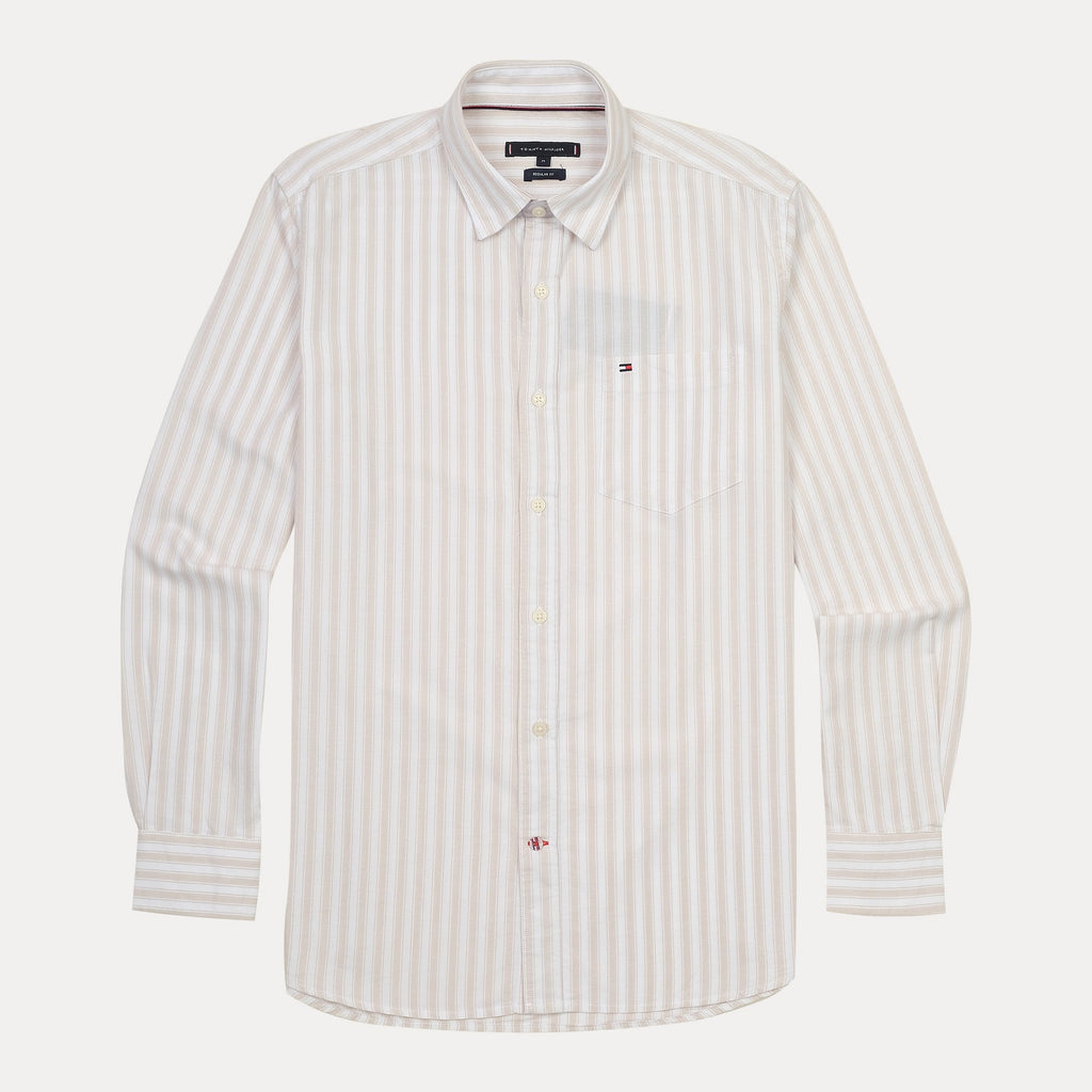 TOMMY HILFIGER Silken Pearl Tailored Fit Long Sleeve Button-Up Shirt
