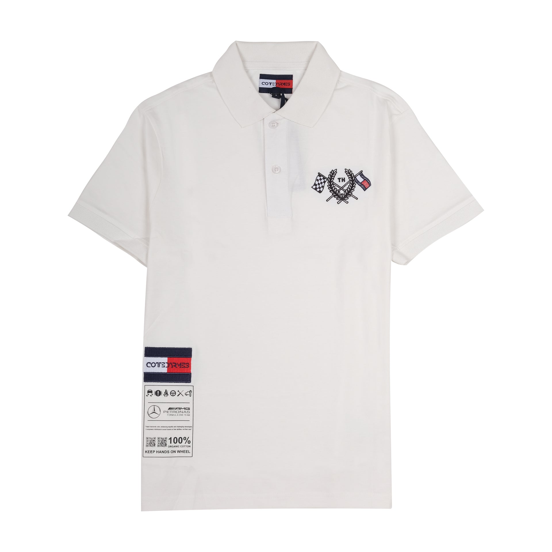 TOMMY HILFIGER Frosted Pearl Organic Cotton Slim Fit Polo Shirt with Embroidered Crest