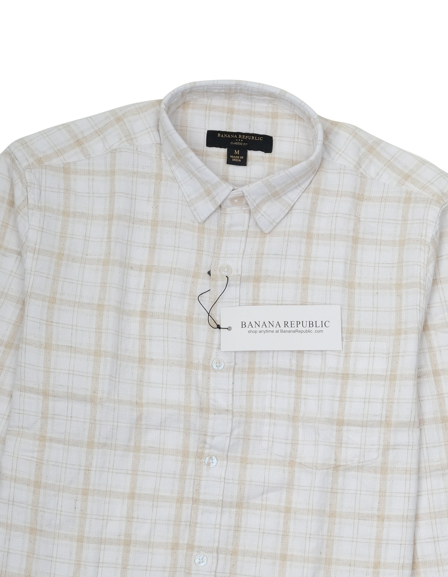 BANANA REPUBLIC Whispering Dune Classic Fit Long Sleeve Plaid Shirt