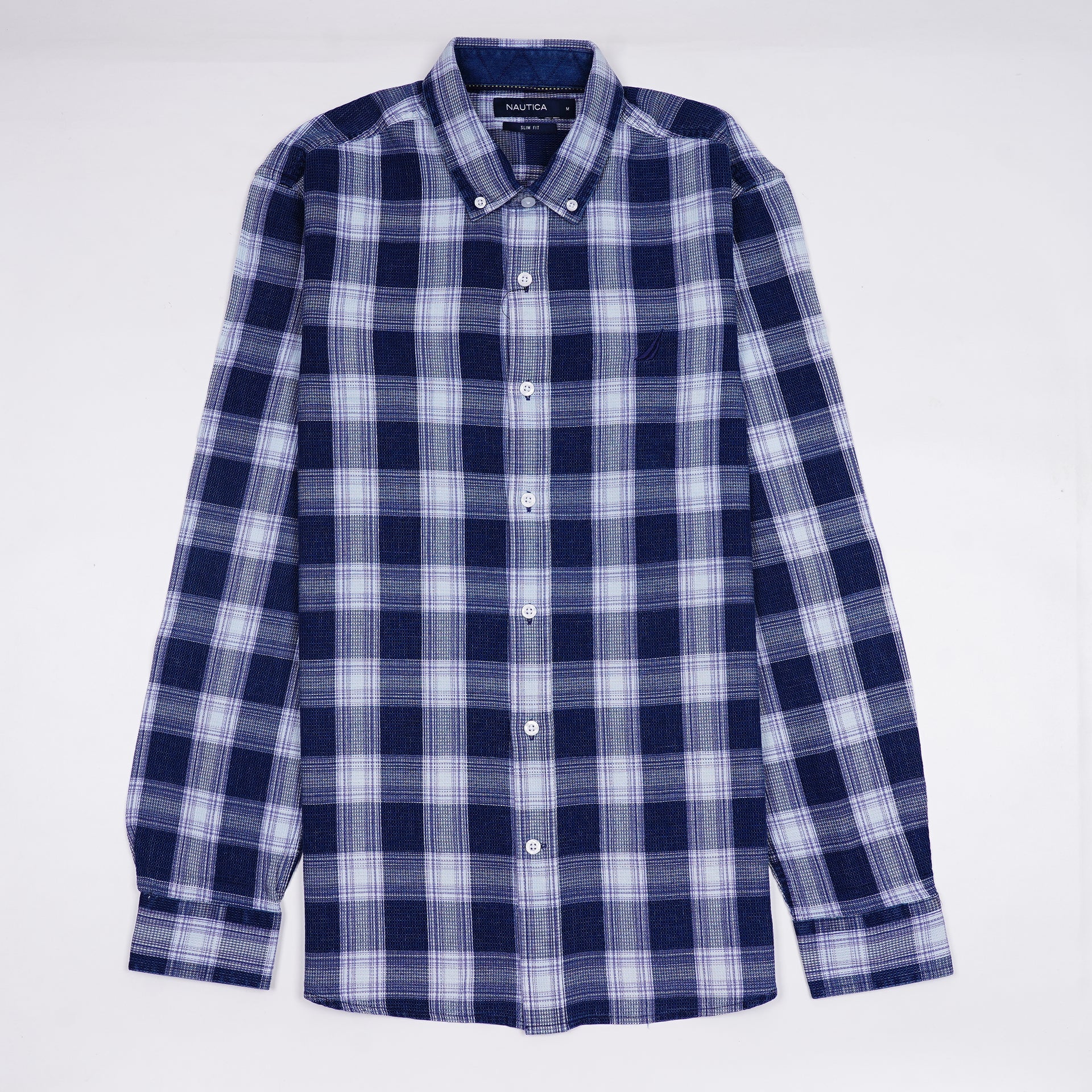 NAUTICA Celestial Indigo Tailored Fit Long Sleeve Check Shirt