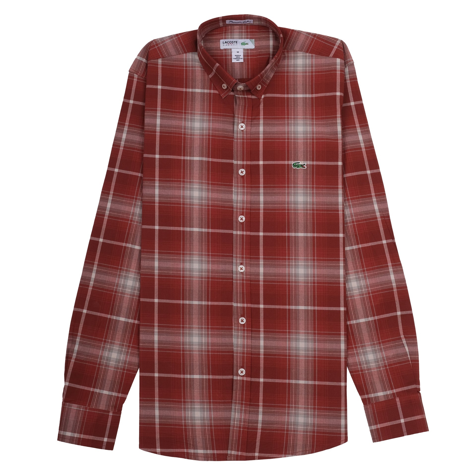 LACOSTE Crimson Check Classic Fit Long Sleeve Button-Up Shirt