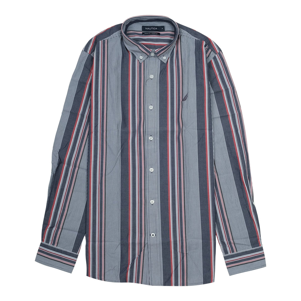 NAUTICA Serene Oceanic Tailored Fit Long Sleeve Stretch Button-Up Shirt