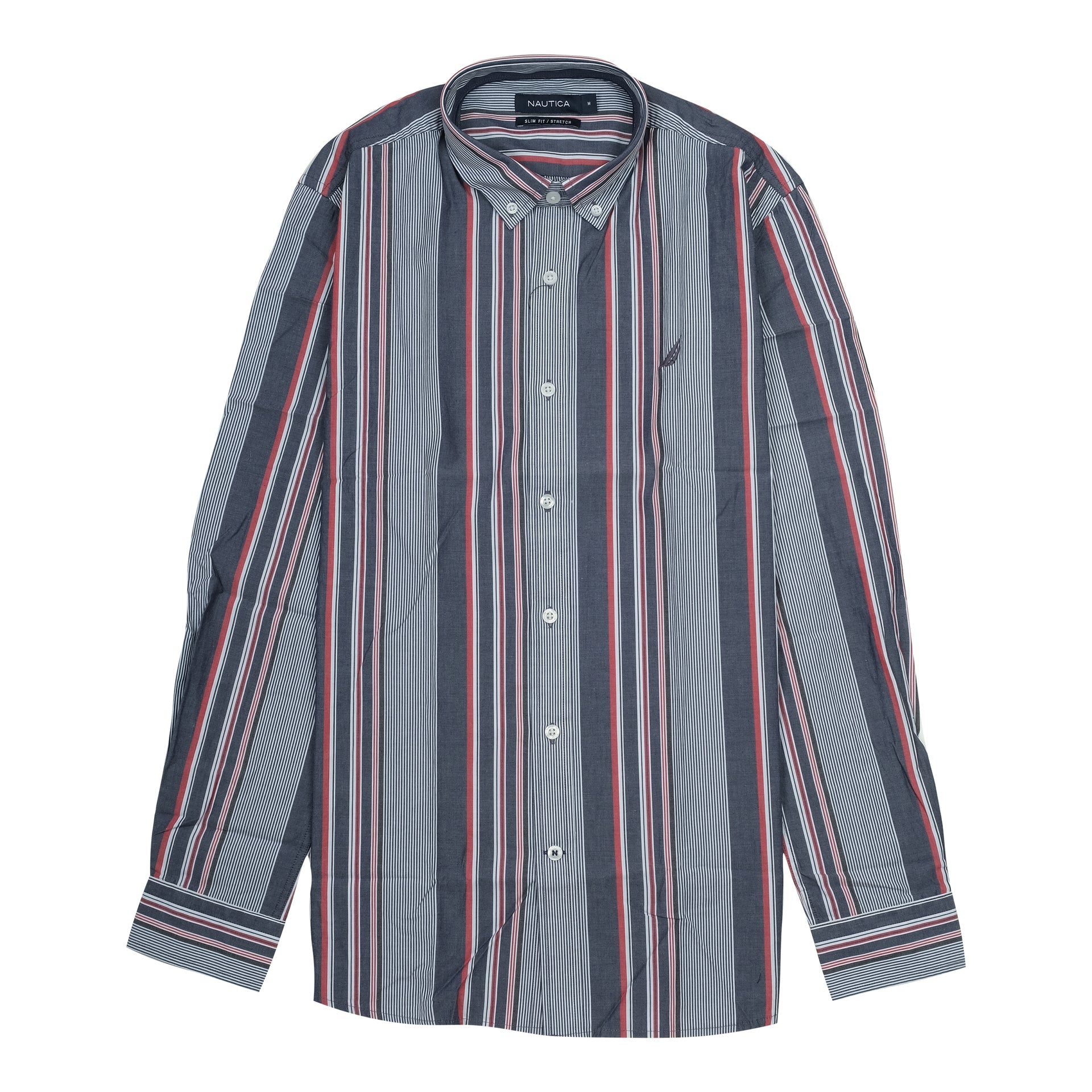 NAUTICA Serene Oceanic Tailored Fit Long Sleeve Stretch Button-Up Shirt