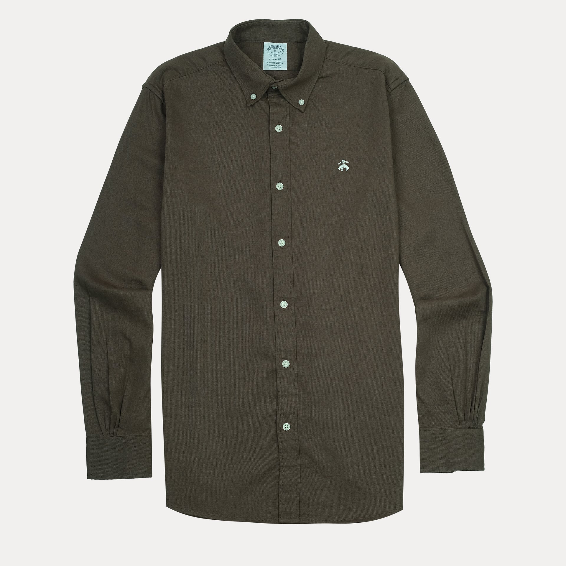 BROOKS BROTHERS Enchanted Moss Tailored Fit Long Sleeve Stretch Oxford Shirt