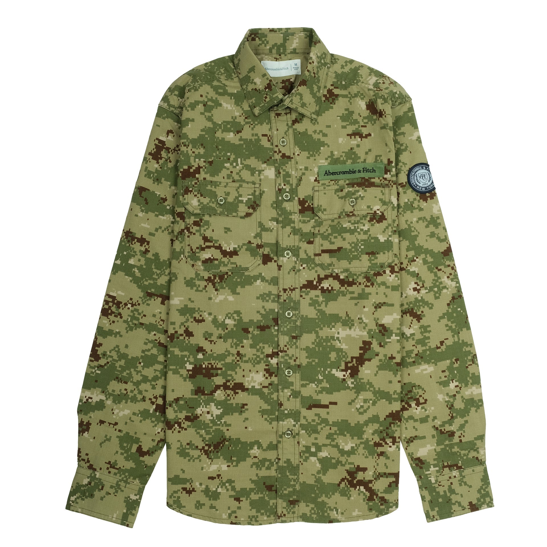 ABERCROMBIE & FITCH Lush Sage Utility Classic Fit Long Sleeve Shirt