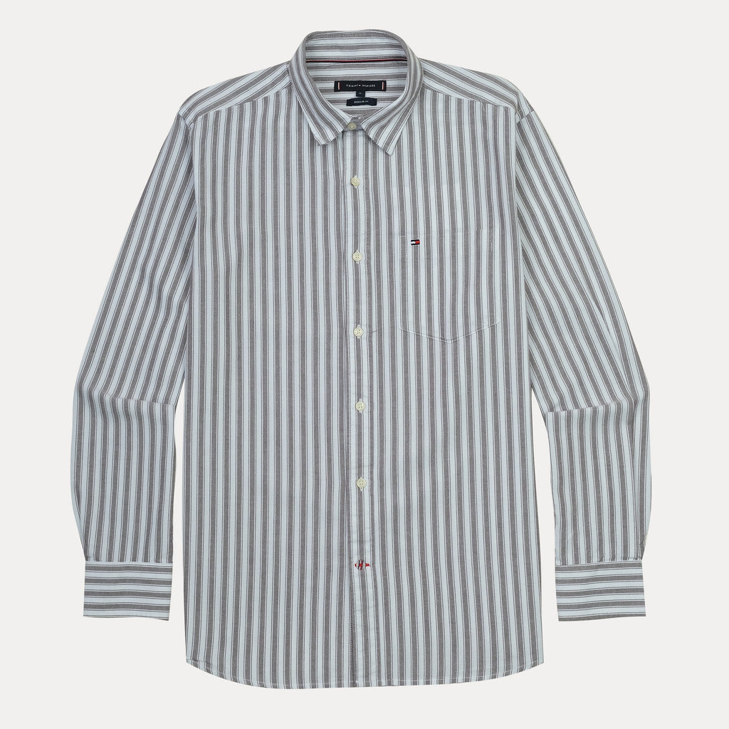 TOMMY HILFIGER Misty Ash Tailored Fit Long Sleeve Button-Up Shirt