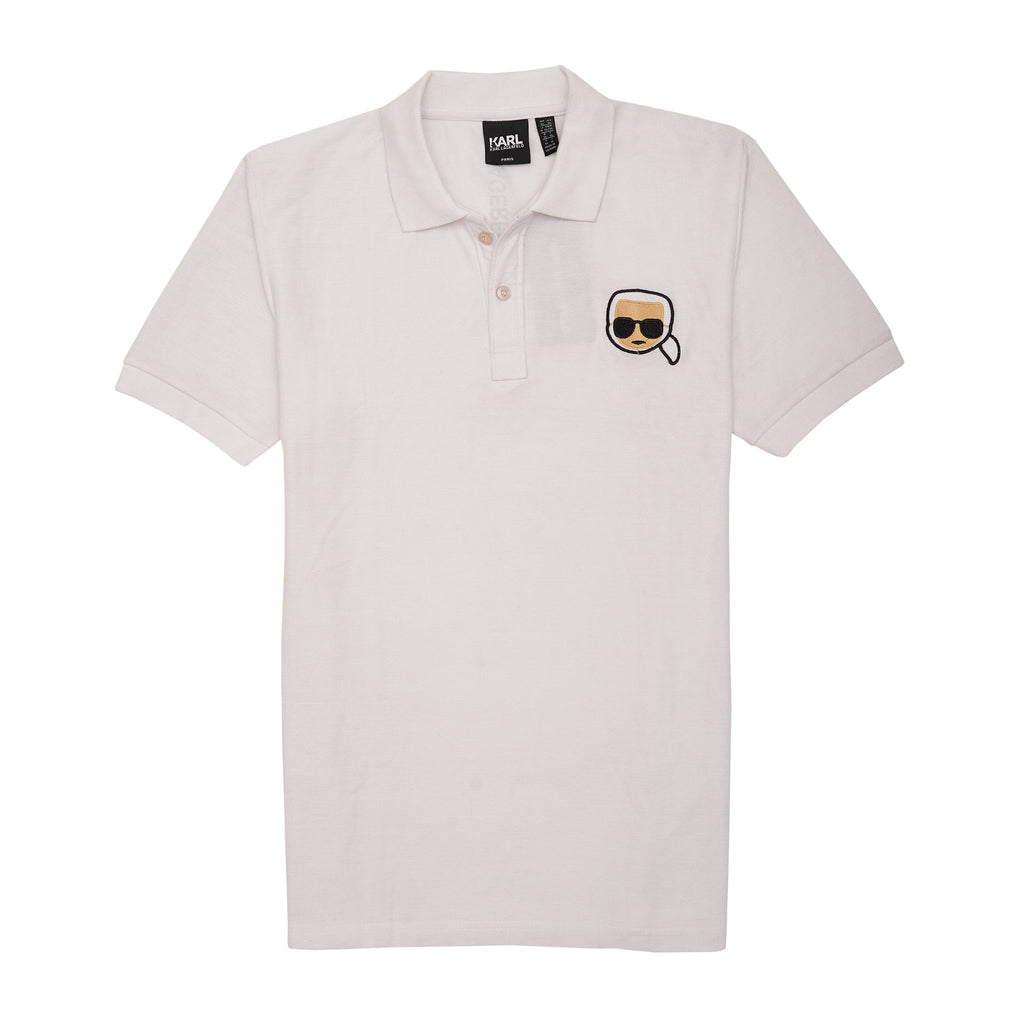 KARL LAGERFELD Frosted Pearl Classic Fit Polo Shirt with Iconic Emblem