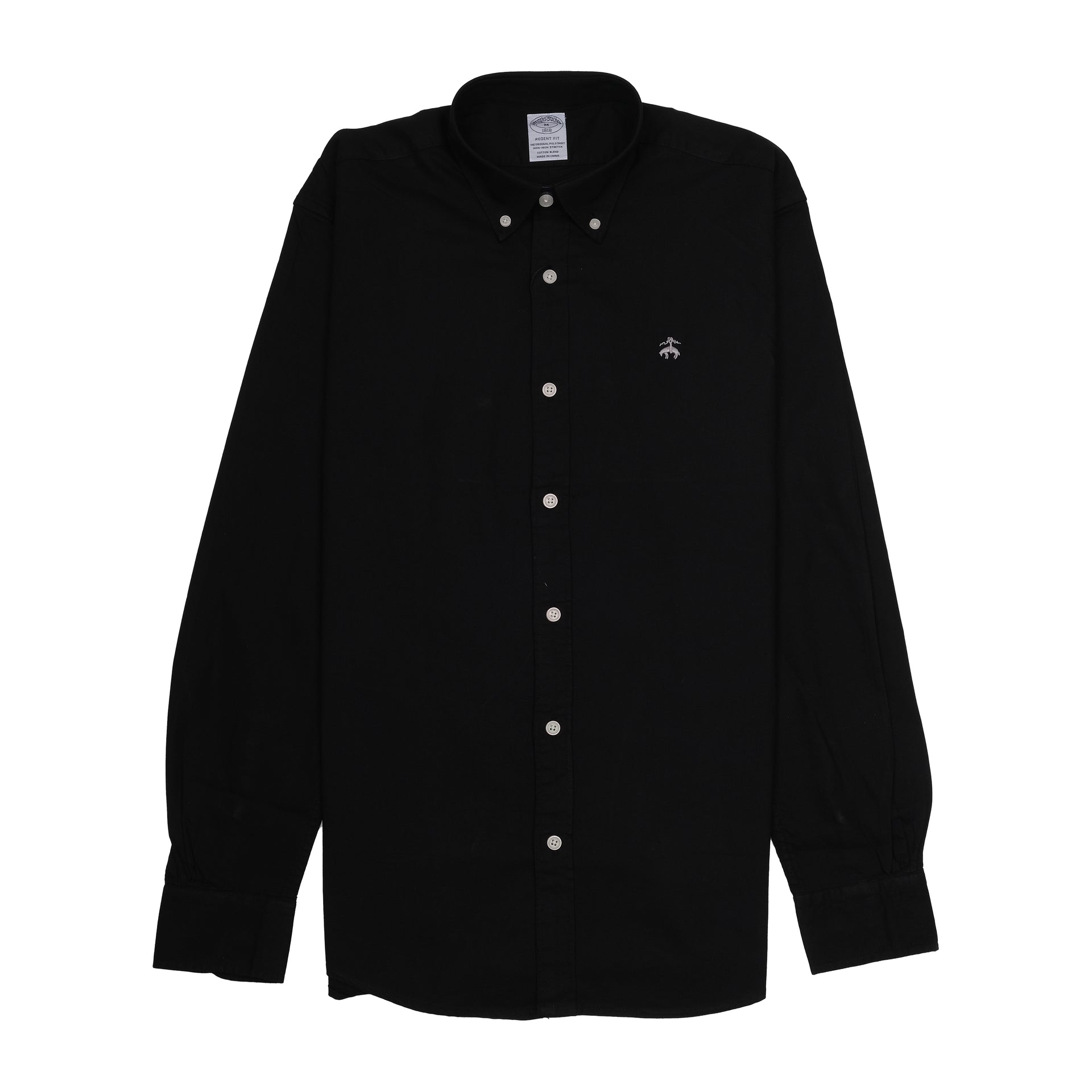 BROOKS BROTHERS Midnight Onyx Regent Fit Long Sleeve Stretch Oxford Shirt