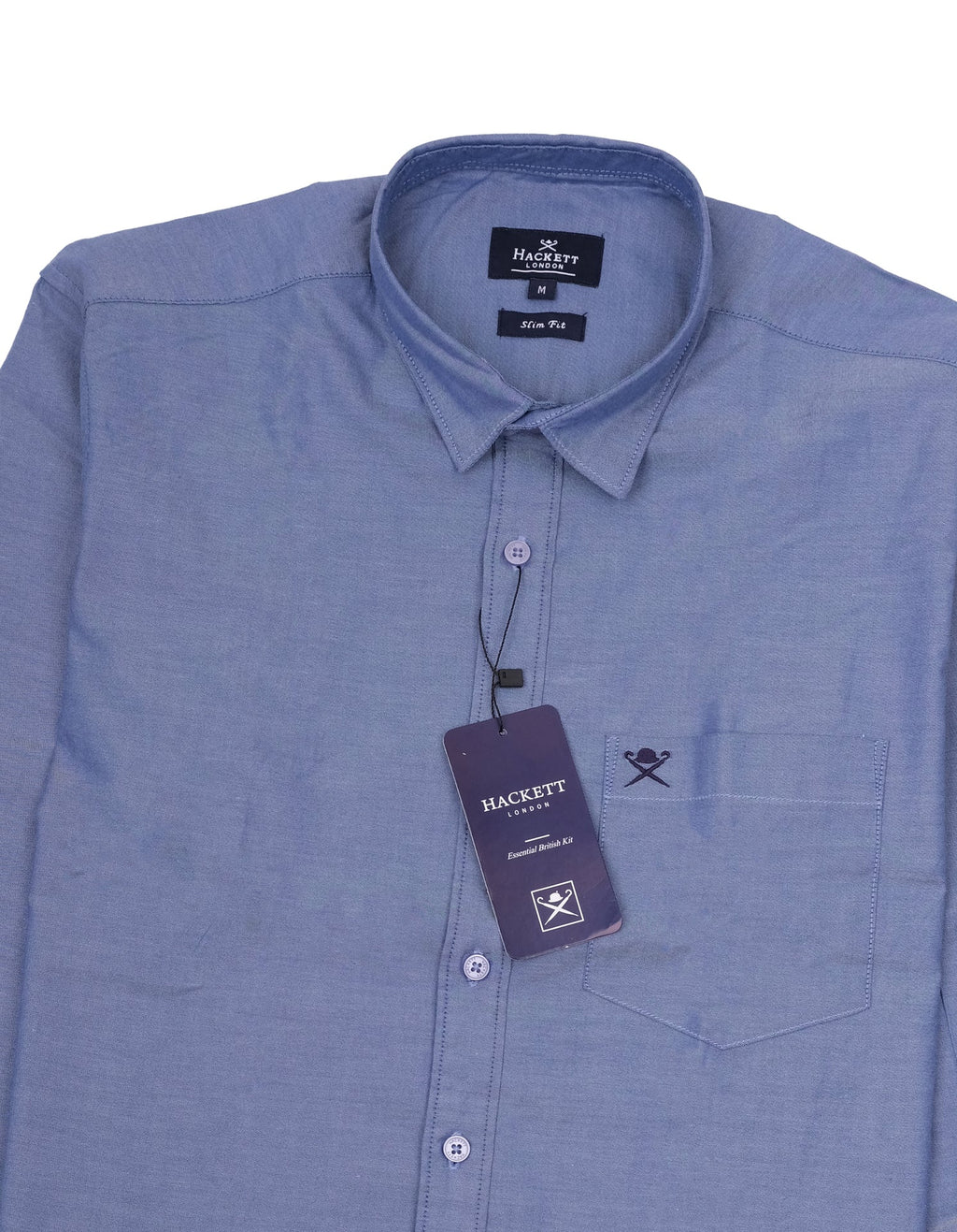 HACKETT Steel Blue Refined Slim Fit Long Sleeve Oxford Shirt