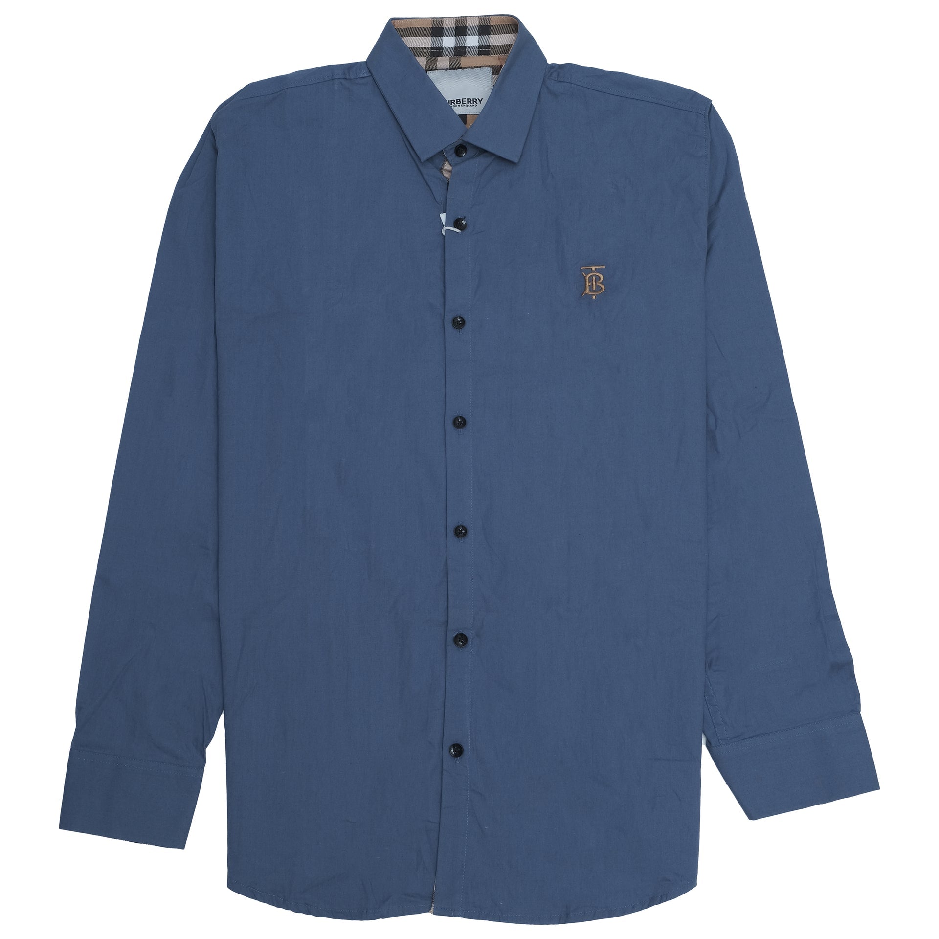 BURBERRY Twilight Navy Classic Fit Long Sleeve Button-Up Shirt