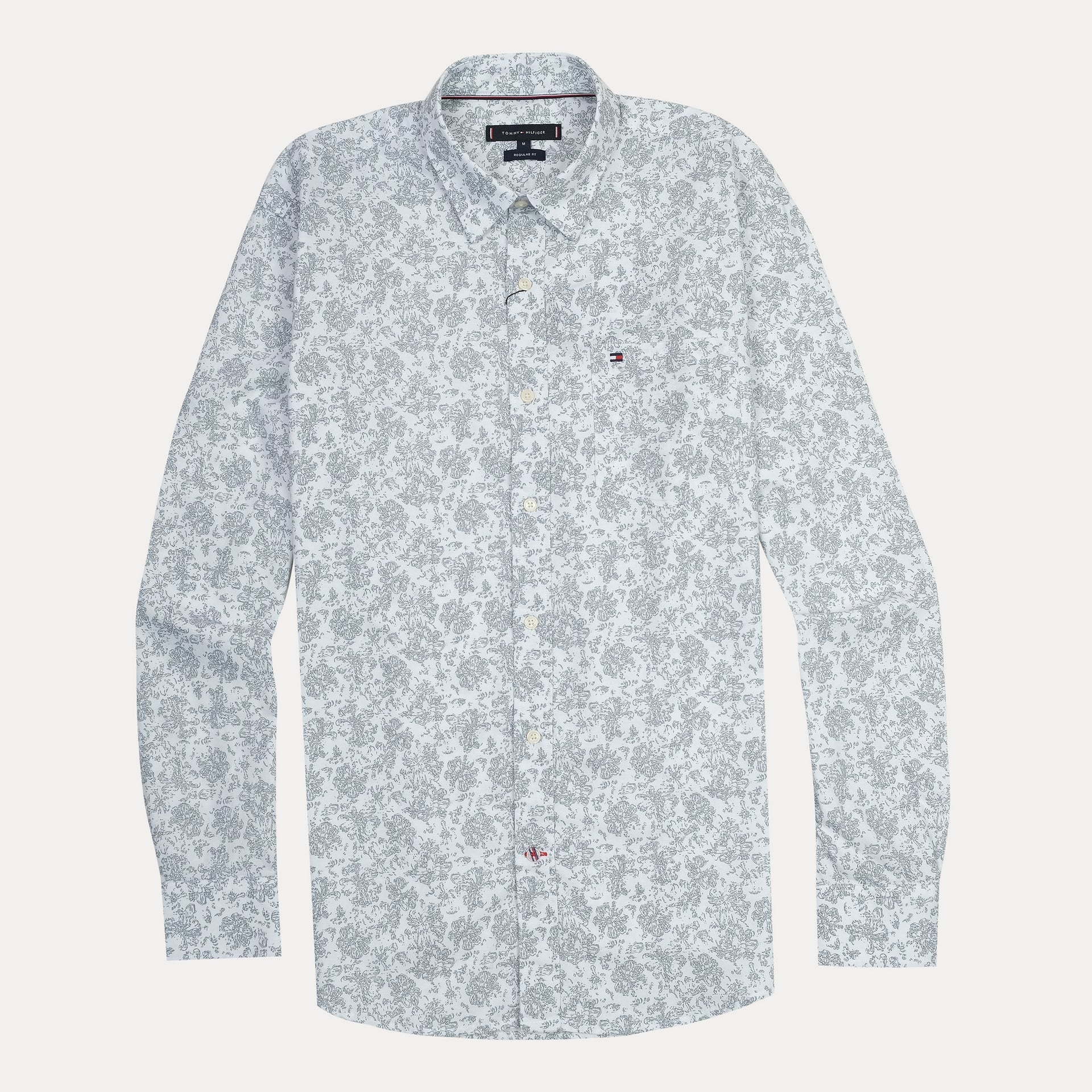 TOMMY HILFIGER Misty Aqua Elegant Fit Long Sleeve Button-Up Shirt