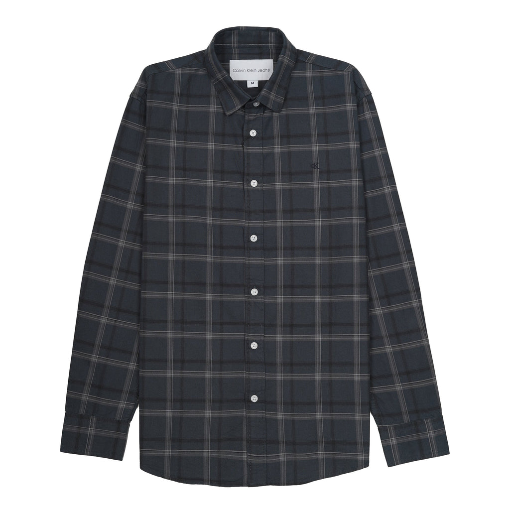 CALVIN KLEIN Shadowed Steel Tailored Fit Long Sleeve Flannel Shirt